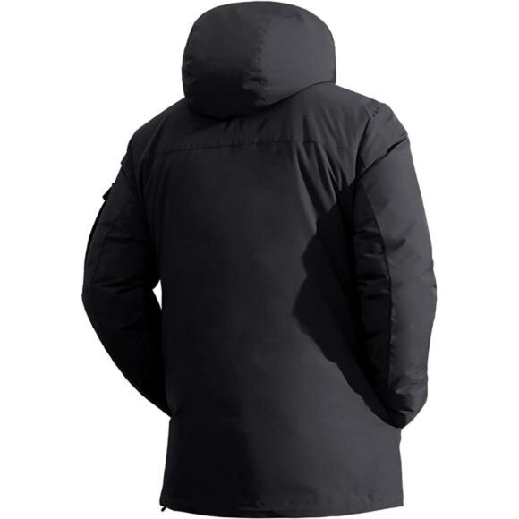 Men's Winter Coat Fleece with 9 Pockets Insulated Windproof Hooded Parka - Picture 2 of 6